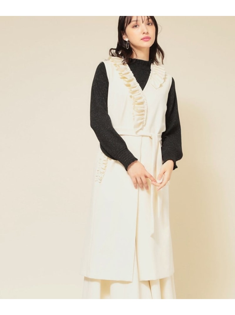 【SALE／50%OFF】【COLLECTION LINE】フリルスリーブレスジレ SunaUna スーナウーナ トップス ベスト・ジレ ホワイト グレー【RBA_E】【送料無料】[ Fashion]｜WORLD ONLINE STORE店