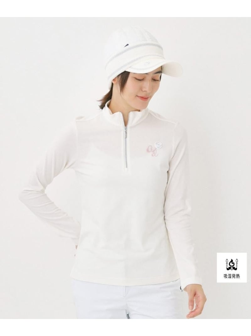 【SALE／30%OFF】【吸湿発熱】ハーフジップ長袖モックネックT adabat アダバット トップス カットソー・Tシャツ ネイビー ホワイト イエロー【RBA_E】【送料無料】[ Fashion]