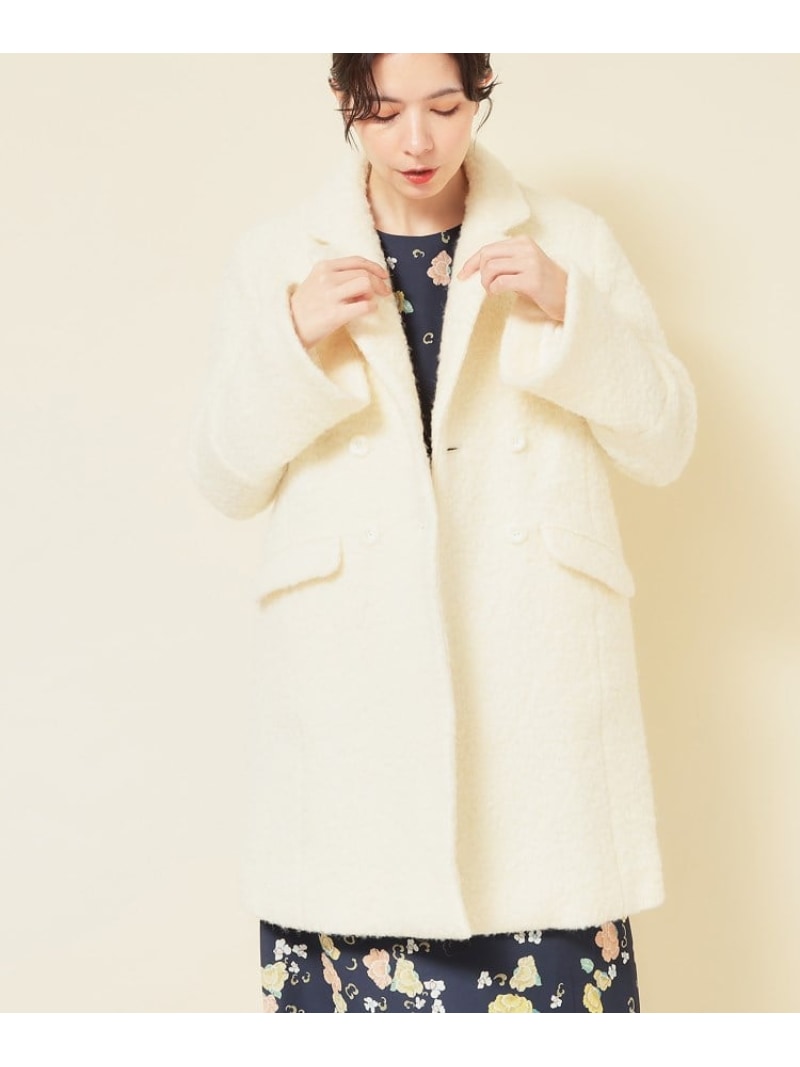 【SALE／30%OFF】【COLLECTION LINE】ブークレーコート SunaUna スーナウーナ ジャケット・アウター チェスターコート ホワイト オレンジ ブラック【RBA_E】【送料無料】[ Fashion]｜WORLD ONLINE STORE店