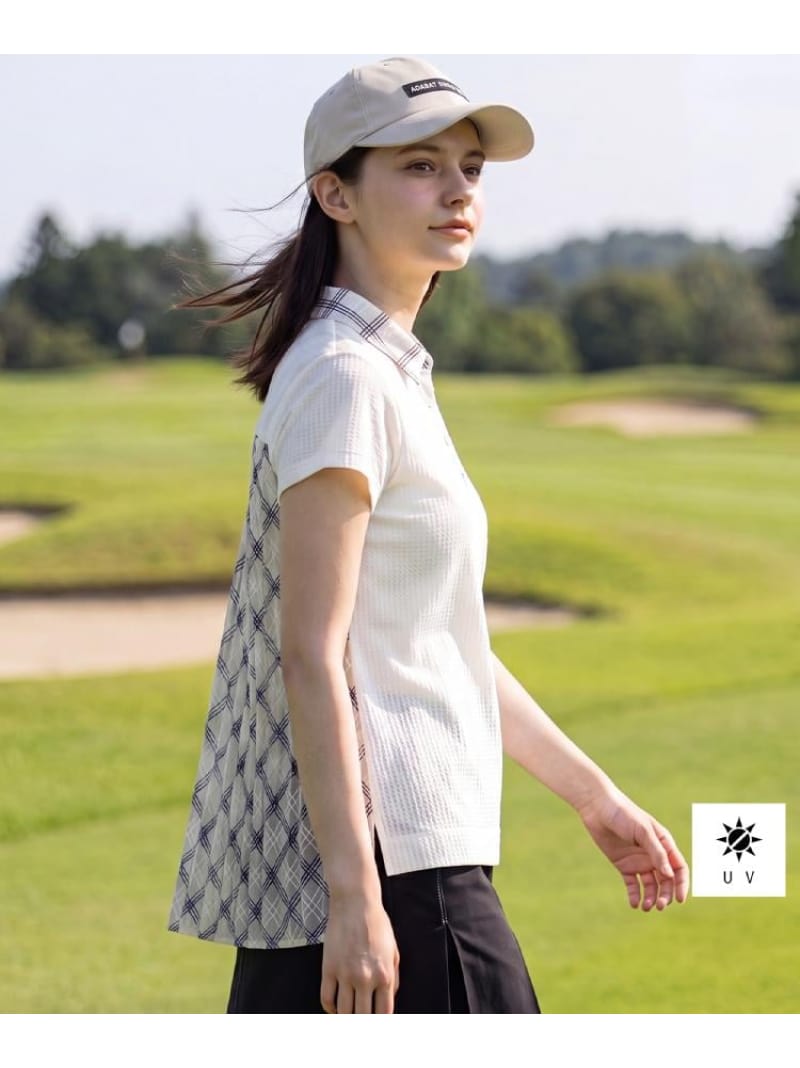 バックシアー半袖ポロシャツ adabat アダバット トップス ポロシャツ ブラック ホワイト【送料無料】[ Fashion]