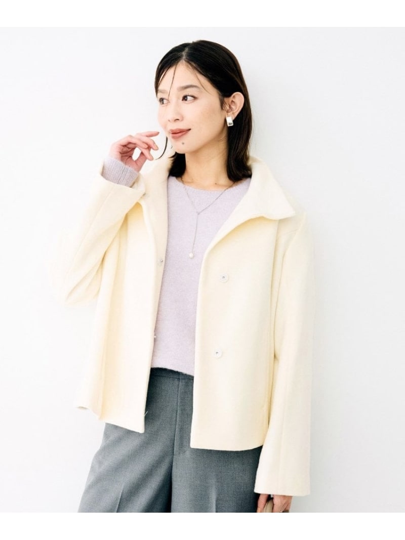 【SALE／60%OFF】スタンドカラーショートコート UNTITLED アンタイトル ジャケット・アウター その他のジャケット・アウター グレー ブラック ホワイト【RBA_E】【送料無料】[ Fashion]