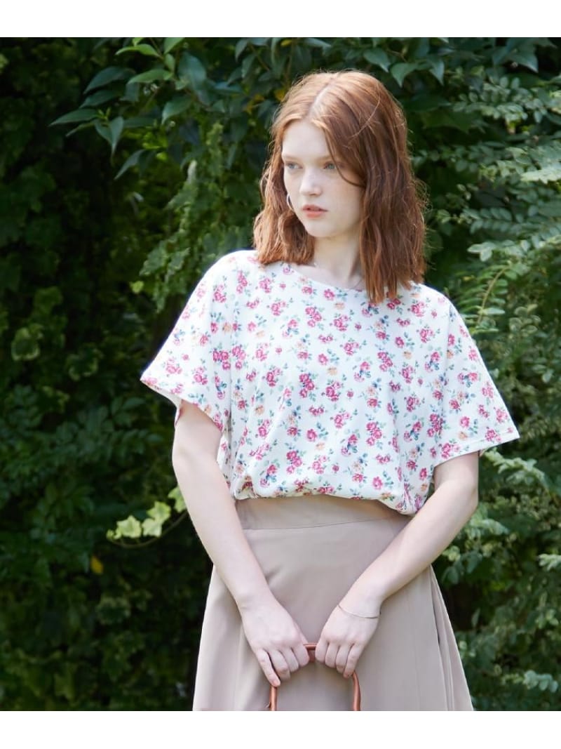 【SALE／30%OFF】【接触冷感/コットン100%】アルバティーン柄 Tシャツ LAURA ASHLEY ローラ アシュレイ トップス カットソー・Tシャツ ホワイト ネイビー【RBA_E】【送料無料】[ Fashion]