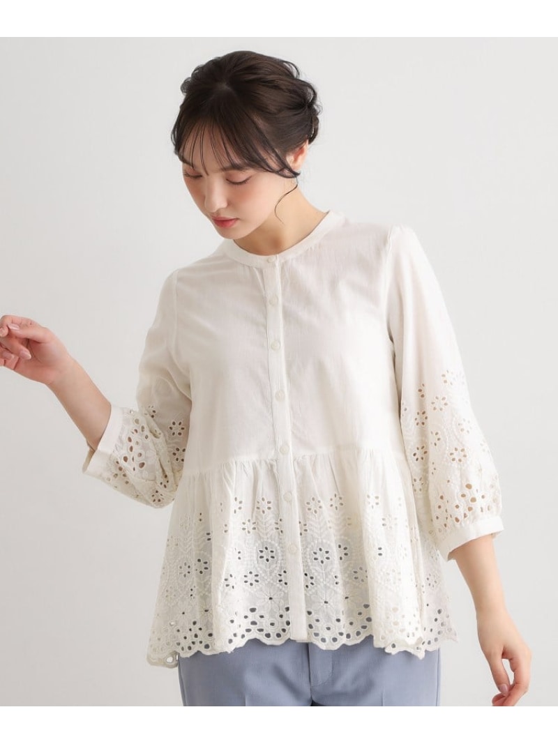 【SALE／30%OFF】【羽織に使える/綿織物100%】キャンブリックカットワークブラウス LAURA ASHLEY ローラ アシュレイ トップス プルオーバー・トップ 白いこと 緑であること 米国海軍【RBA_E】【貨物輸送無料】[ Fashion]