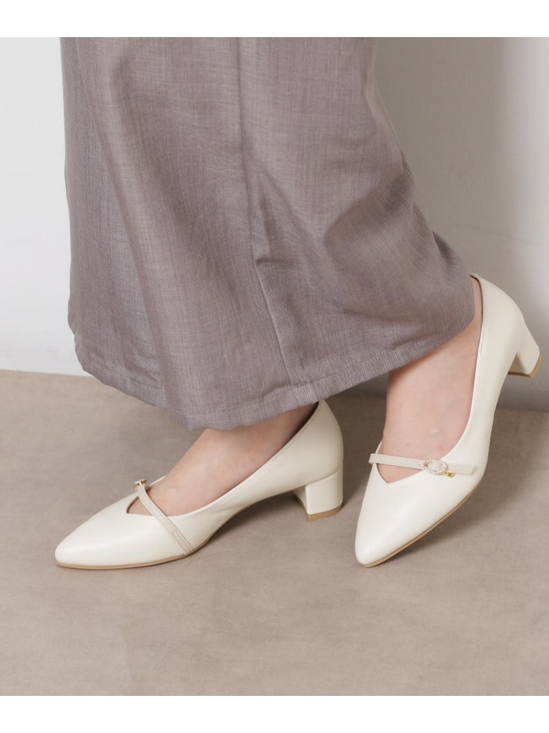 ベルトポインテッドパンプス ESPERANZA エスペランサ シューズ・靴 パンプス 黒いこと 白いこと ベージュ【貨物輸送無料】[ Fashion]