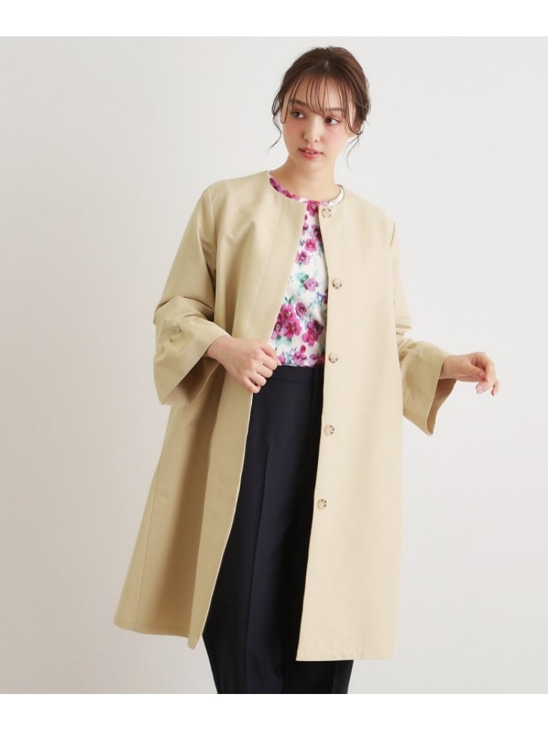 【SALE／40%OFF】【洗える/サスティナブル素材】ギャザースリーブ グログランコート LAURA ASHLEY ローラ アシュレイ ジャケット・アウター その他のジャケット・アウター ベージュ ネイビー【RBA_E】【送料無料】[ Fashion]｜WORLD ONLINE STORE店