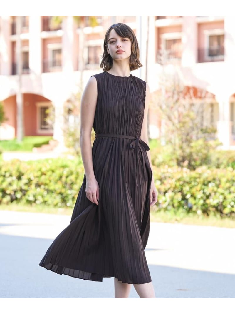 【ウォッシャブル】ノースリーブプリーツワンピース DRESSTERIOR 御召しものテリア 衣装・御召しもの 余分の物の衣装・御召しもの 赤銅色 黒いこと【此れから取っておく】*【貨物輸送無料】[ Fashion]