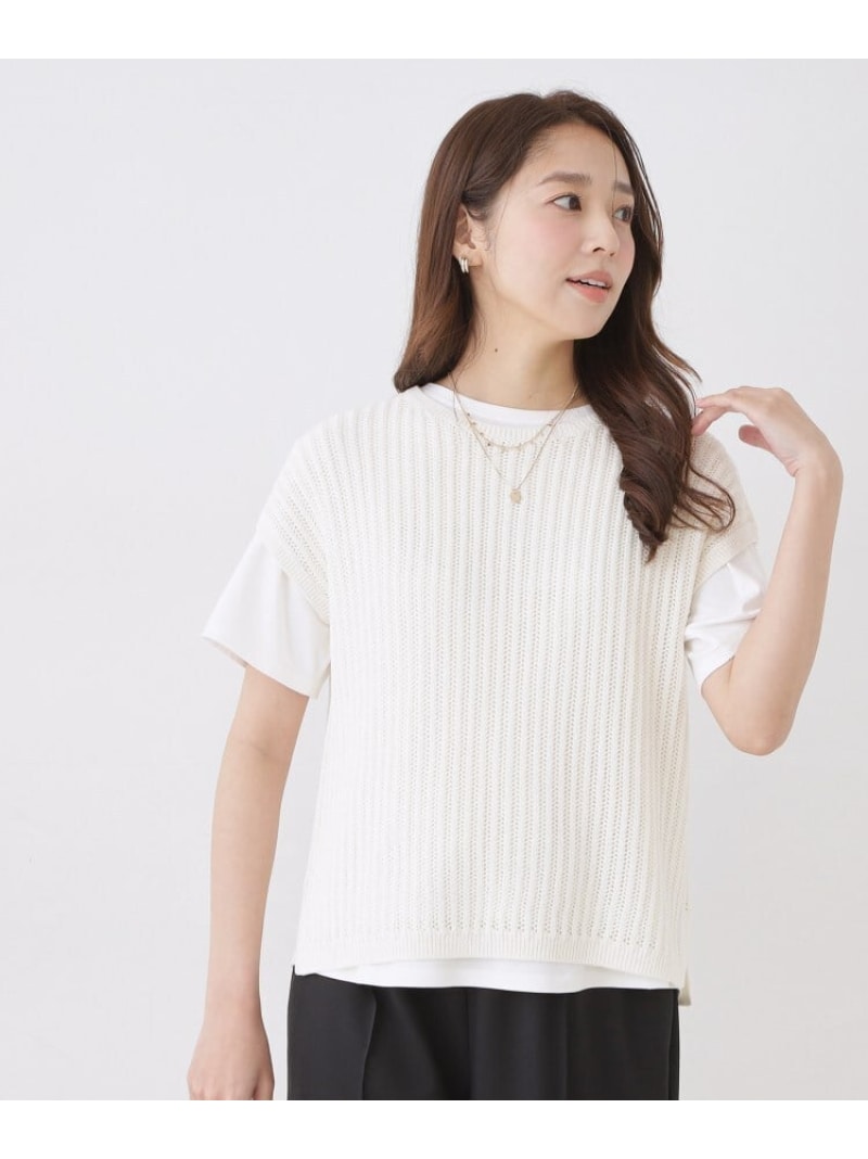 【室内用便器可】透かしノースリーブ編み物 COUP DE CHANCE クード シャンス トップス 編み物 赤銅色 白いこと ベージュ【貨物輸送無料】[ Fashion] セーター-トップス-レディースファッション