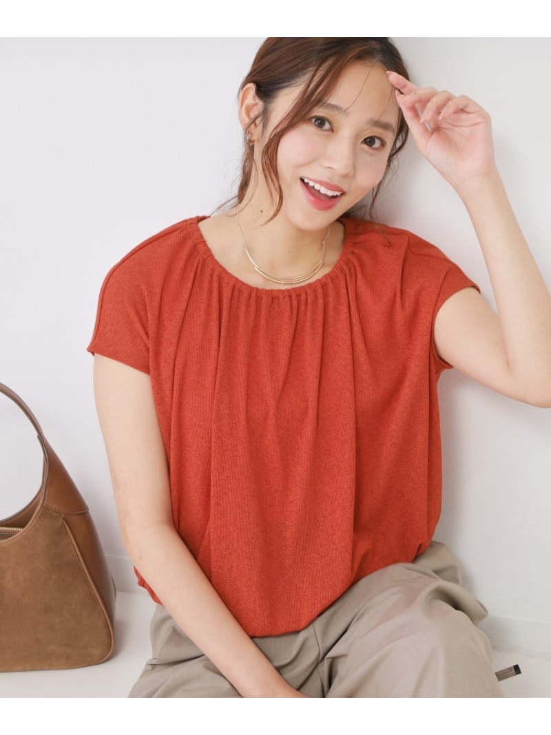 【手洗い可/日本製】ギャザーデザインプルオーバー COUP DE CHANCE クード シャンス トップス カットソー・Tシャツ ネイビー オレンジ【送料無料】[ Fashion]｜WORLD ONLINE STORE店