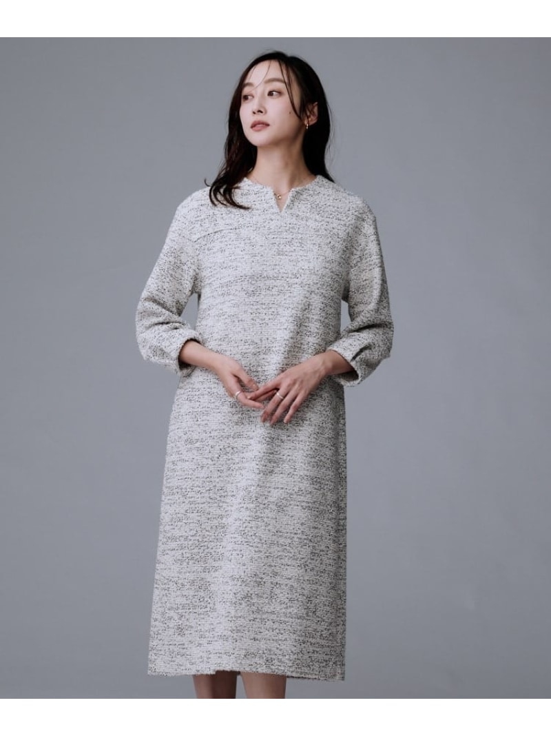 【SALE／43%OFF】【洗える/ストレッチ】ツイードジャージワンピース UNTITLED アンタイトル ワンピース・ドレス その他のワンピース・ドレス ブラック ホワイト ネイビー【RBA_E】【送料無料】[ Fashion]｜WORLD ONLINE STORE店
