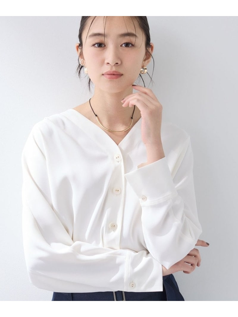 【SALE／5%OFF】【洗える/UVケア/マットサテン】Vネックドルマンスリーブブラウス INDIVI インディヴィ トップス シャツ・ブラウス ホワイト ネイビー パープル【RBA_E】【送料無料】[ Fashion]