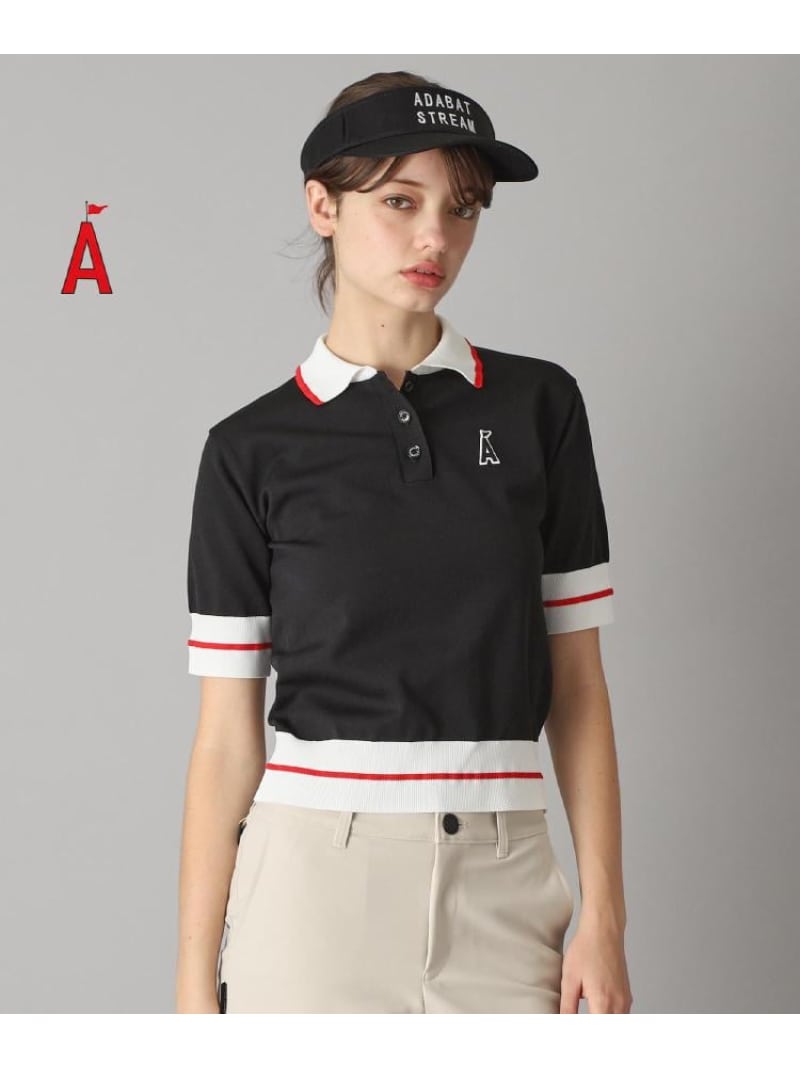 STREAMエースニット ポロシャツ ADABAT STREAM アダバット トップス ニット ブラック ピンク イエロー グリーン【送料無料】[ Fashion]