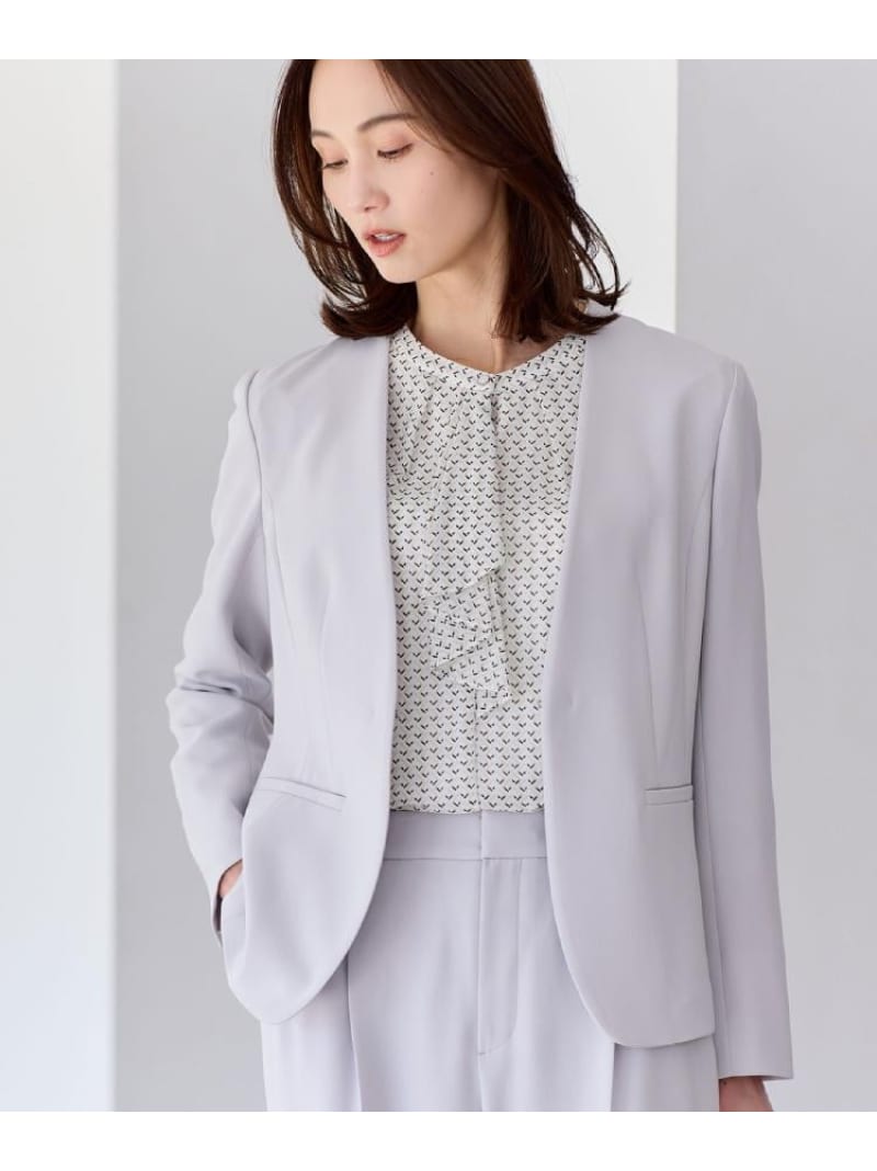 【SS-4Lサイズ/通勤/セットアップ可】ノーカラージャケット Reflect リフレクト ジャケット・アウター ノーカラージャケット ブラック ネイビー【送料無料】[ Fashion]｜WORLD ONLINE STORE店