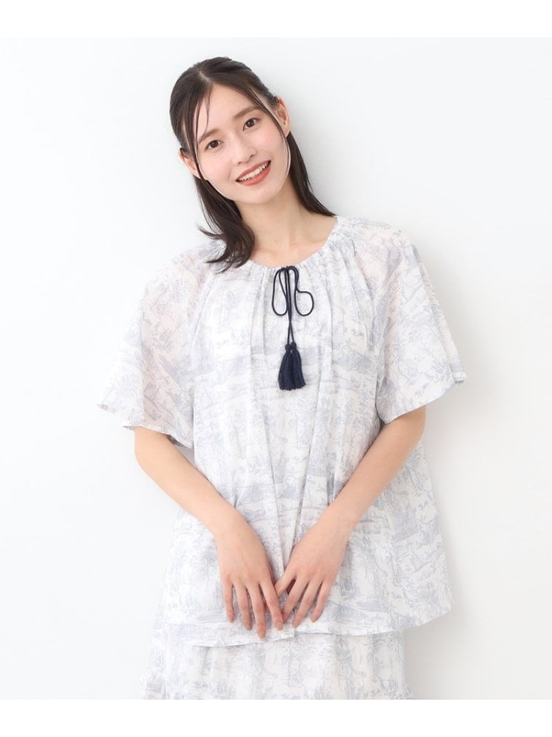 【SALE／40%OFF】【コットン100%/同柄アイテムあり】ブレイスミス トワル柄 ブラウス LAURA ASHLEY ローラ アシュレイ トップス シャツ・ブラウス ホワイト ネイビー【RBA_E】【送料無料】[ Fashion]｜WORLD ONLINE STORE店
