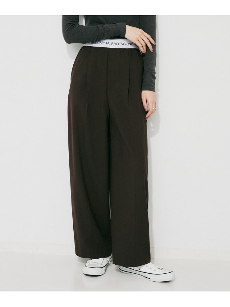 【SALE／20%OFF】【PROTAGPNISTA】QUICK DRY WAIST LOGO PANTS UNTITLED アンタイトル パンツ その他のパンツ ブラウン ベージュ【RBA_E】【送料無料】[ Fashion]