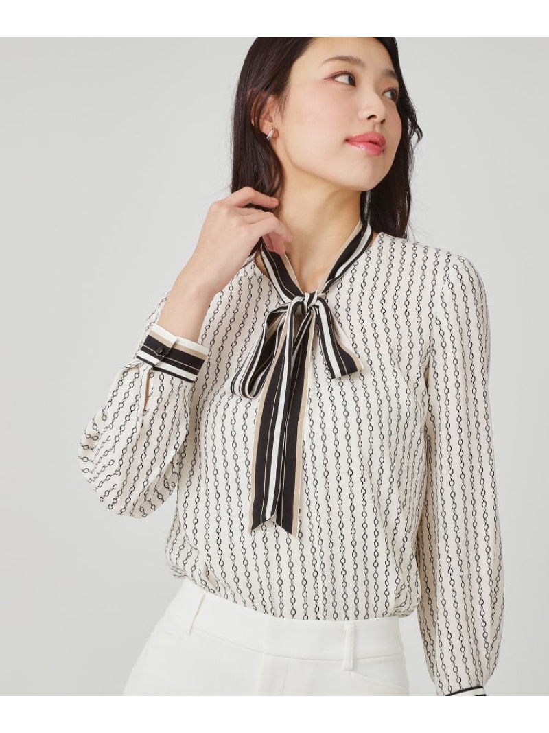【SALE／5%OFF】【手洗い可/日本製】チェーン柄ブラウス COUP DE CHANCE クード シャンス トップス シャツ・ブラウス ホワイト ベージュ ブラック【RBA_E】【送料無料】[ Fashion] 15,487円