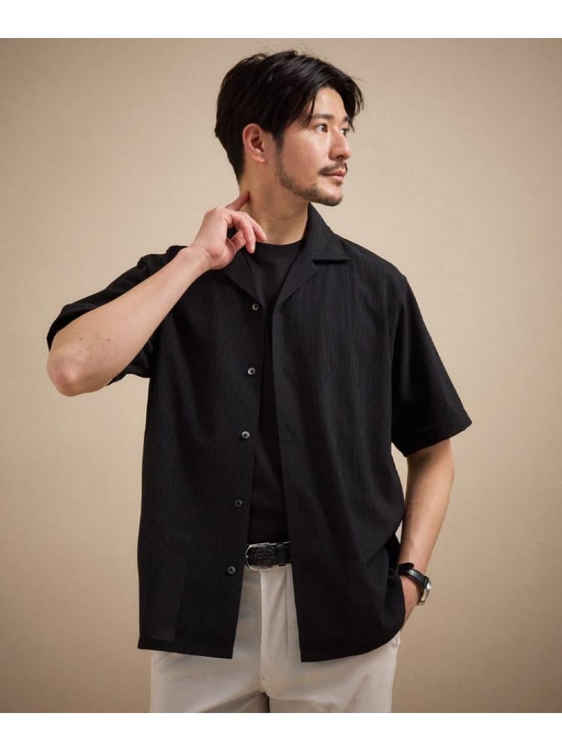 【SALE／35%OFF】【通気性】トリコットサッカー オープンカラー シャツ TAKEO KIKUCHI タケオキクチ トップス シャツ・ブラウス ピンク グリーン ネイビー ブラック【RBA_E】【送料無料】[ Fashion]｜WORLD ONLINE STORE店
