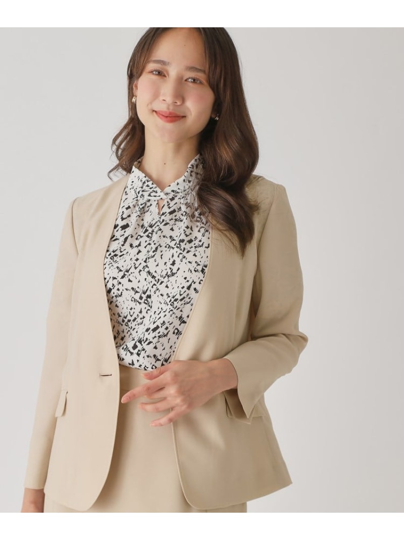 【SALE／40%OFF】【手洗い可/通勤】ノーカラージャケット COUP DE CHANCE クード シャンス ジャケット・アウター ノーカラージャケット グレー ネイビー【RBA_E】【送料無料】[ Fashion]