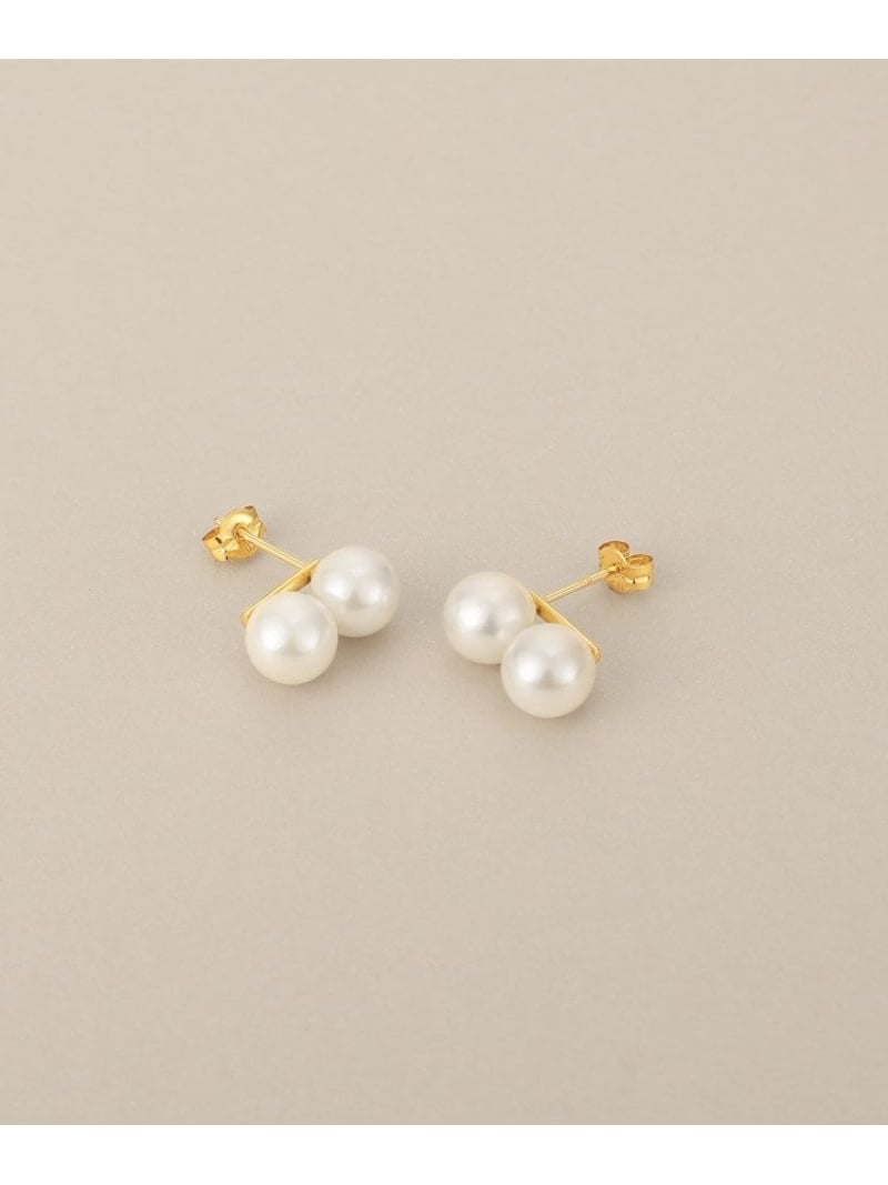 K18アコヤパールダブル スタッドピアス COCOSHNIK ココシュニック アクセサリー・腕時計 ピアス ゴールド【送料無料】[ Fashion]｜WORLD ONLINE STORE店