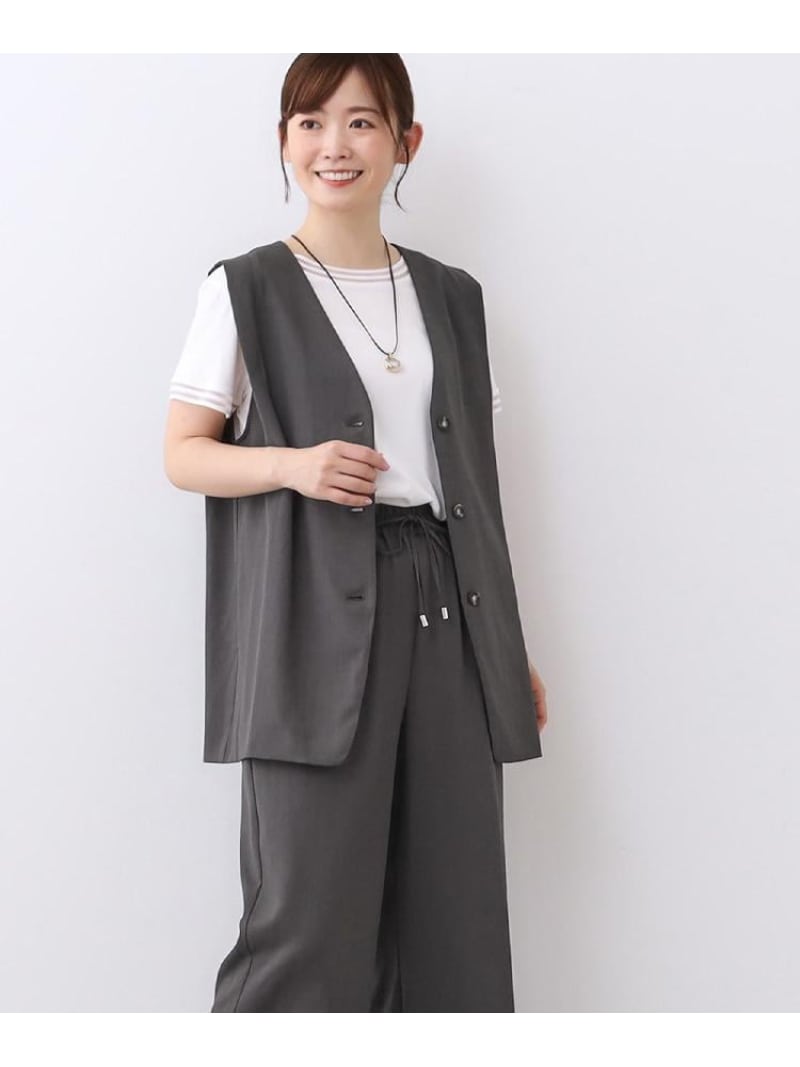 【SALE／50%OFF】【ウエスト総ゴム/セットアップ/単品使いOK◎】ベスト+ストレートパンツセット Reflect リフレクト ワンピース・ドレス その他のワンピース・ドレス ブラック ブラウン グレー【RBA_E】【送料無料】[ Fashion] 7,068円