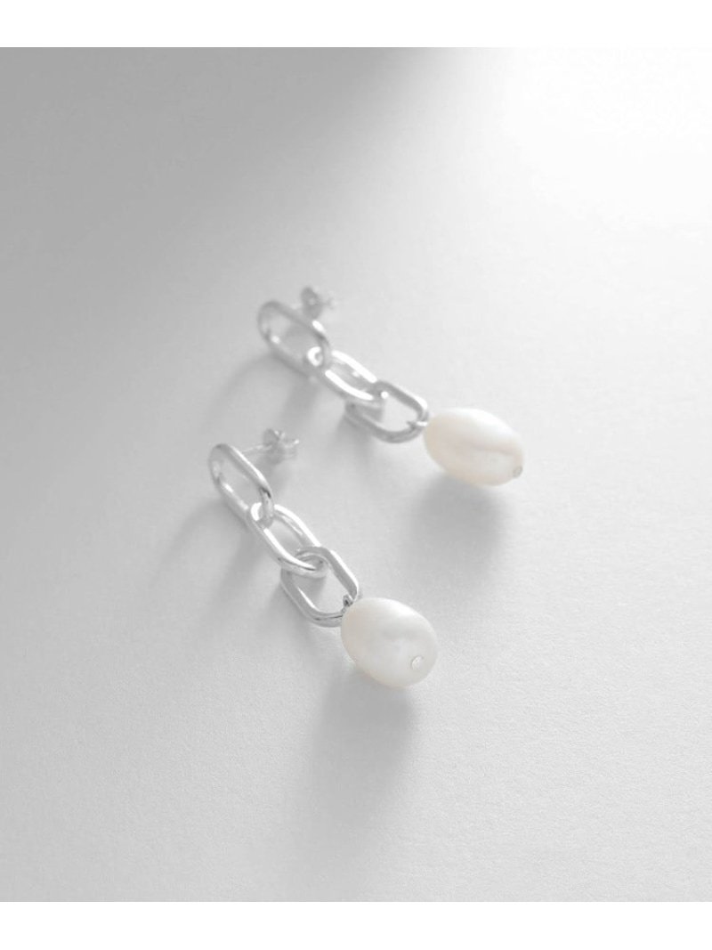 シルバー バロックパール チェーンリンク ロングピアス COCOSHNIK ONKITSCH ココシュニック オンキッチュ アクセサリー・腕時計 ピアス シルバー【送料無料】[ Fashion]