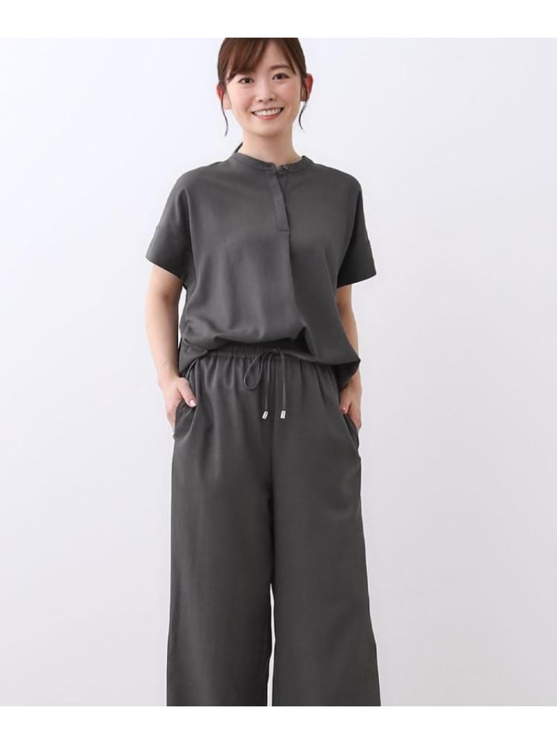 【SALE／50%OFF】【E-QUALITY/ウエスト総ゴム/セットアップ/単品使いOK◎】ブラウス+ストレートパンツセット Reflect リフレクト ワンピース・ドレス その他のワンピース・ドレス ブラウン グレー ブラック【RBA_E】【送料無料】[ Fashion]