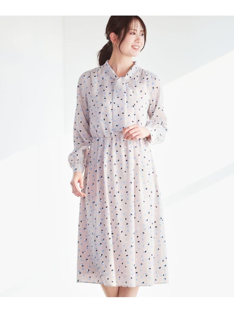 【SALE／30%OFF】【セレモニー/通勤/おでかけに◎】フラワープリントボウタイワンピース Reflect リフレクト ワンピース・ドレス その他のワンピース・ドレス カーキグリーン ネイビー【RBA_E】【送料無料】[ Fashion]