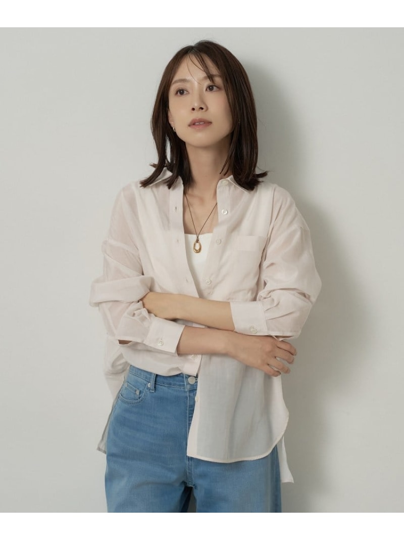 【SALE／10%OFF】シルキータッチシアーシャツ UNTITLED アンタイトル トップス シャツ・ブラウス ホワイト ブラウン【RBA_E】【先行予約】*【送料無料】[ Fashion]｜WORLD ONLINE STORE店