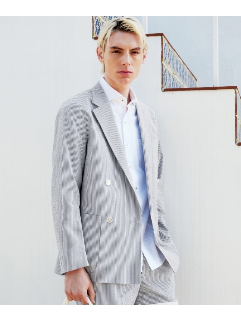 【SALE／28%OFF】【セットアップ可/吸湿速乾】COOLMAX シアサッカー サマージャケット DRESSTERIOR ドレステリア ジャケット・アウター テーラードジャケット・ブレザー ブルー【RBA_E】【送料無料】[ Fashion]