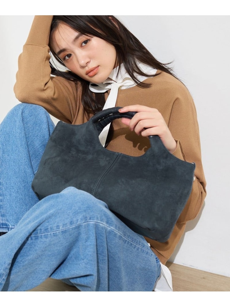 【合皮/ショルダー付】スエード調ミドルバッグ INDIVI インディヴィ バッグ ハンドバッグ ベージュ グリーン ワインレッド【先行予約】*【送料無料】[ Fashion]｜WORLD ONLINE STORE店