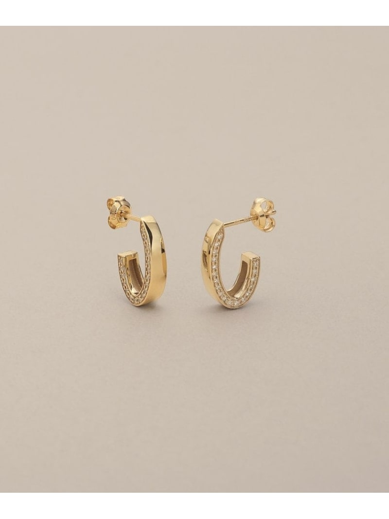 K10ダイヤモンド サイドパヴェオーバルフープ スタッドピアス COCOSHNIK ココシュニック アクセサリー・腕時計 ピアス ゴールド【送料無料】[ Fashion]