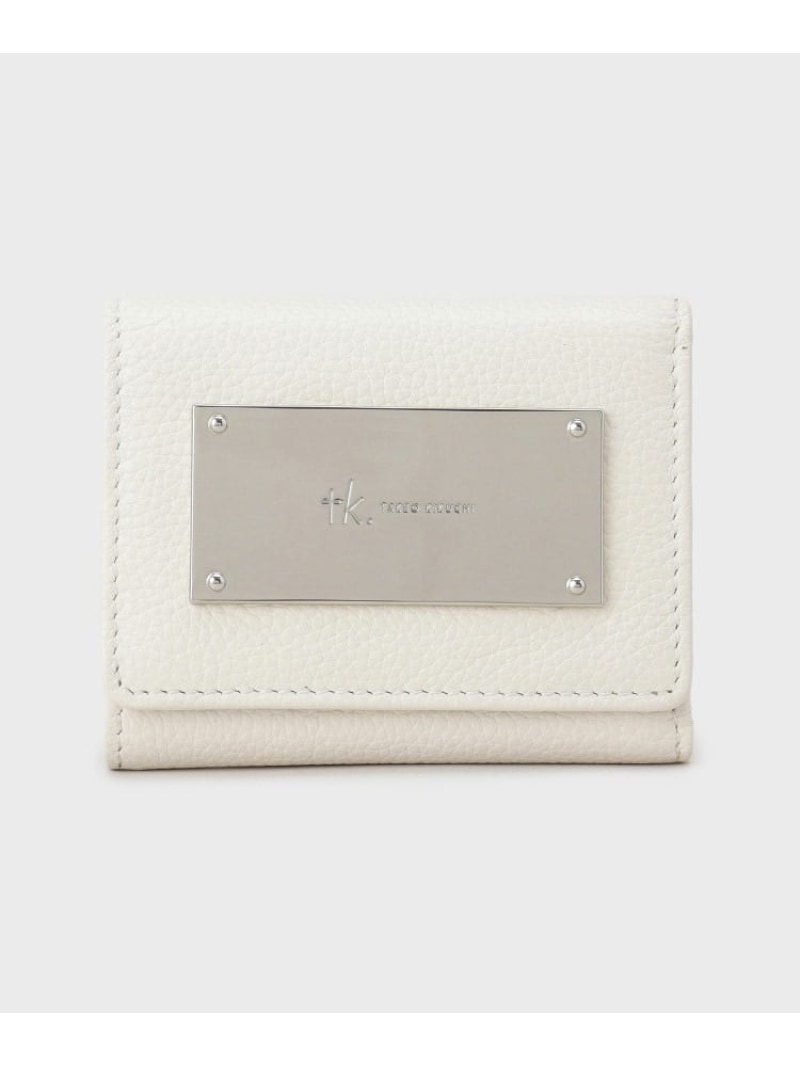 【SALE／60%OFF】【リアルレザー】プレート三つ折りウォレット tk.TAKEO KIKUCHI ティーケータケオキクチ 財布・ポーチ・ケース 財布 ブラック ホワイト【RBA_E】【送料無料】[ Fashion]
