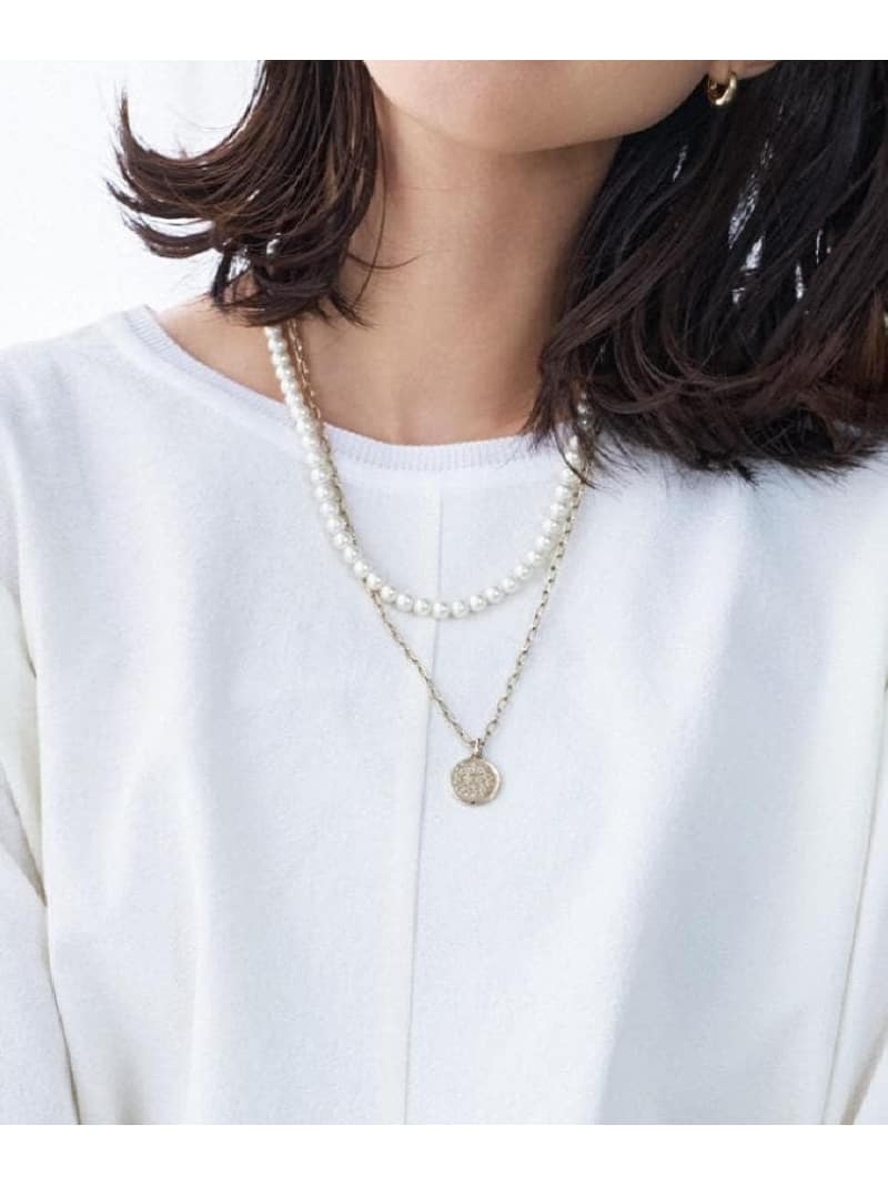 【SALE／15%OFF】【Made In Japan】ガラスパールレイヤードネックレス UNTITLED アンタイトル アクセサリー・腕時計 ネックレス【RBA_E】【送料無料】[ Fashion]