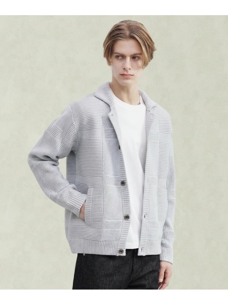 【SALE／40%OFF】畦編みチェック ニットカーディガン TAKEO KIKUCHI タケオキクチ トップス カーディガン ブラック【RBA_E】【送料無料】[ Fashion]