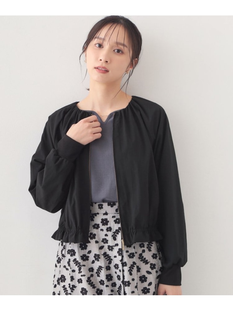 ノーカラーブルゾン【洗濯機OK/接触冷感/防シワ】 index インデックス ジャケット・アウター テーラードジャケット・ブレザー グレー ブルー ブラック【送料無料】[ Fashion] 5,220円