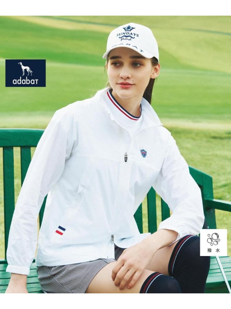 【SALE／30%OFF】【新レーベル ADABAT NAVY】撥水加工 Aラインライトブルゾン adabat アダバット ジャケット・アウター ブルゾン・ジャンパー ネイビー ホワイト【RBA_E】【送料無料】[ Fashion]