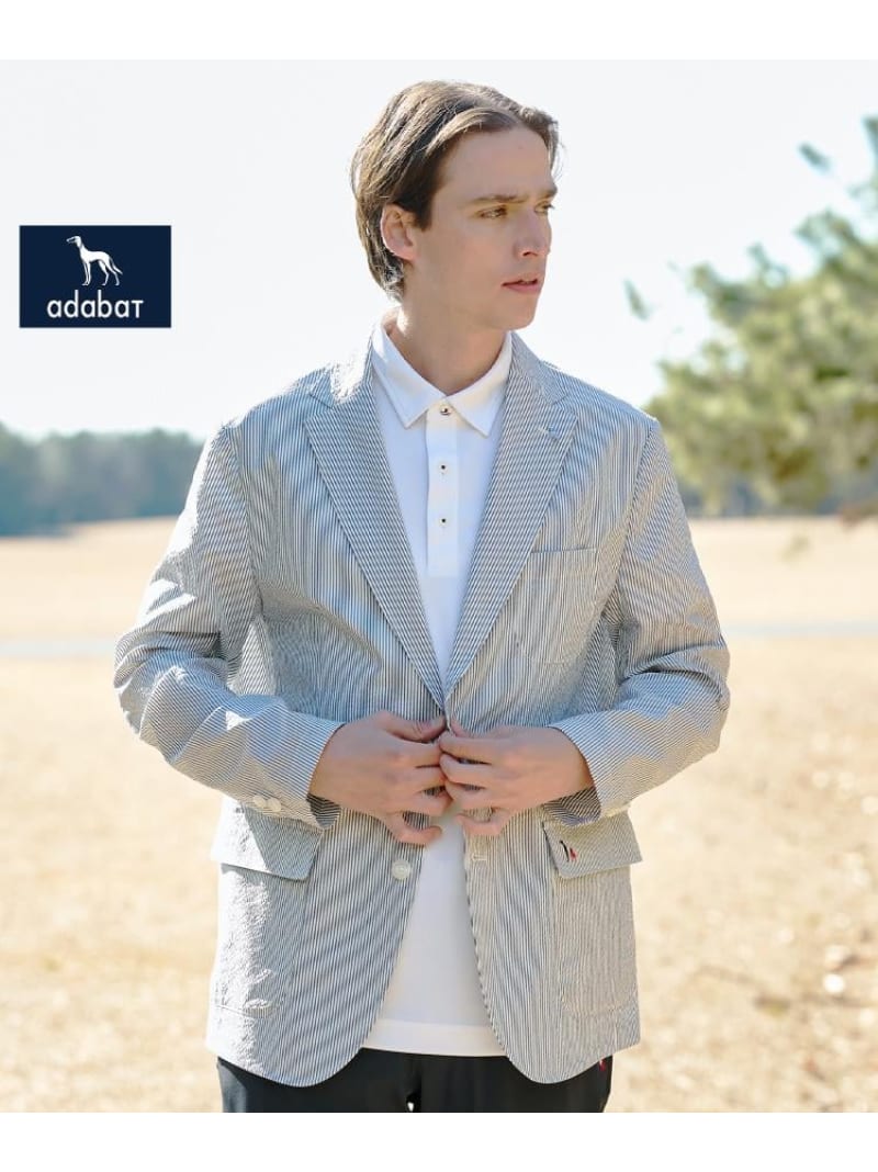【ADABAT NAVY】COOLMAXサッカージャケット adabat アダバット ジャケット・アウター テーラードジャケット・ブレザー ネイビー【送料無料】[ Fashion]
