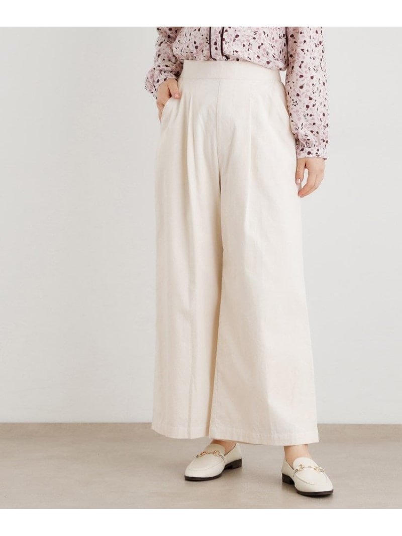 【SALE／5%OFF】【Sサイズあり/ウエストゴム】細畝コーデュロイ セミワイドパンツ LAURA ASHLEY ローラ アシュレイ パンツ その他のパンツ ホワイト ベージュ ブルー【RBA_E】【送料無料】[ Fashion]｜WORLD ONLINE STORE店