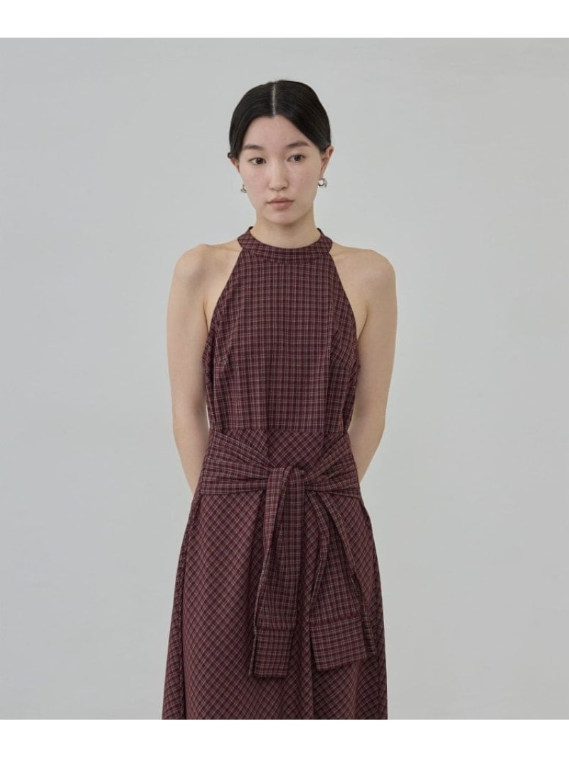 チェックプリントロングワンピース GALLEST ギャレスト ワンピース・ドレス その他のワンピース・ドレス ネイビー ワインレッド【先行予約】*【送料無料】[ Fashion]｜WORLD ONLINE STORE店