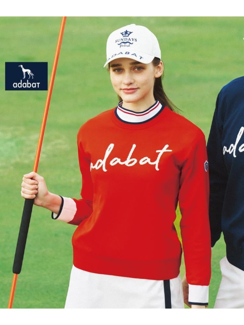 【SALE／30%OFF】【新付け紙 ADABAT NAVY】アダバットサインロゴニット adabat アダバット トップス 編み物 赤いこと 米国海軍【RBA_E】【貨物輸送無料】[ Fashion]