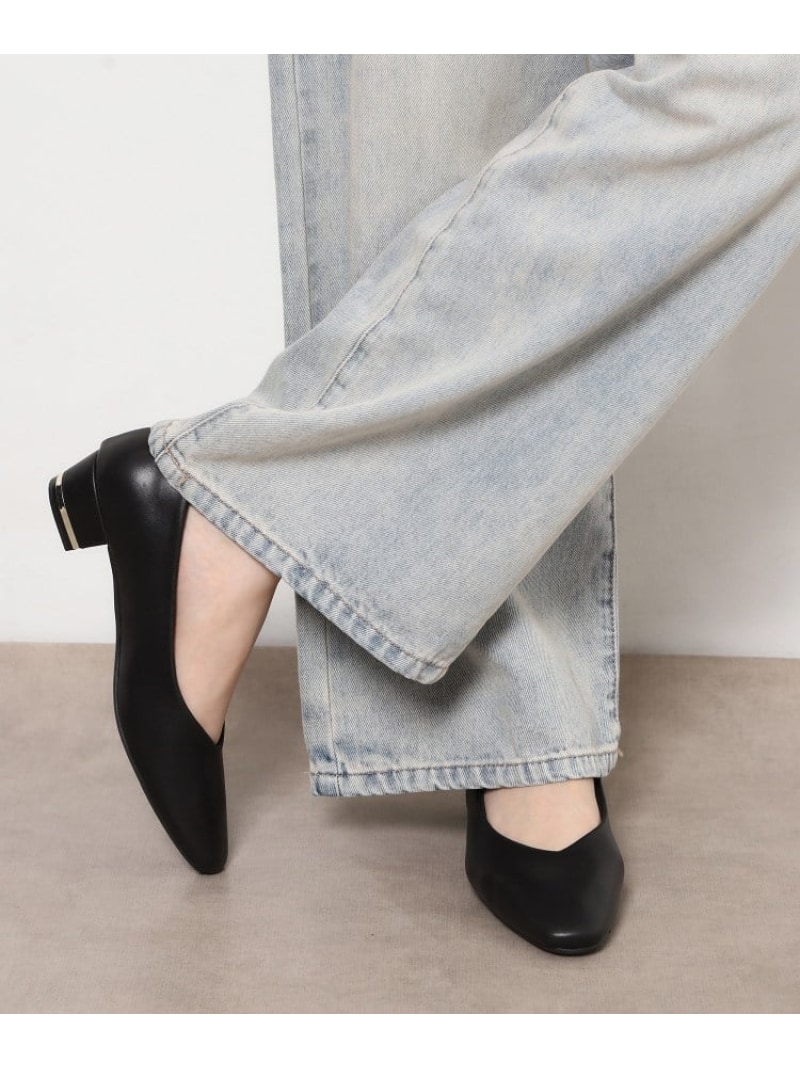 クッションスクエアヒール ESPERANZA エスペランサ シューズ・靴 パンプス しろがね色 黒いこと【貨物輸送無料】[ Fashion]