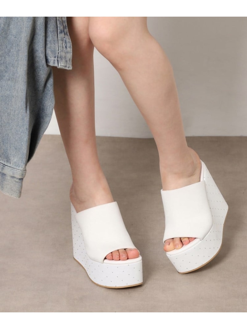 ラインストーンウエッジミュール ESPERANZA エスペランサ シューズ・靴 サンダル ブラック ホワイト【送料無料】[ Fashion]