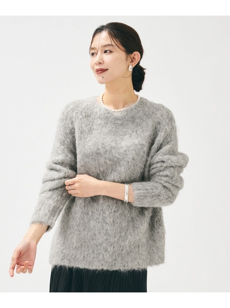 【SALE／60%OFF】【ゆったり】アルパカ混シャギーニット UNTITLED アンかた書き トップス 編み物 パープル 薄墨色 青色【RBA_E】【貨物輸送無料】[ Fashion] トップス-レディースファッション
