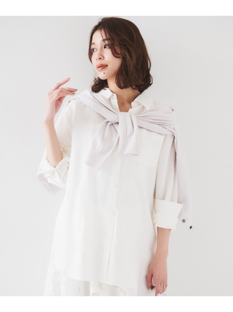 【SALE／50%OFF】【セットアップ可能/手洗い可】リネン混 ベーシックシャツ UNTITLED アンタイトル トップス シャツ・ブラウス グレー ブラウン ベージュ オレンジ ホワイト ブルー パープル【RBA_E】【送料無料】[ Fashion]
