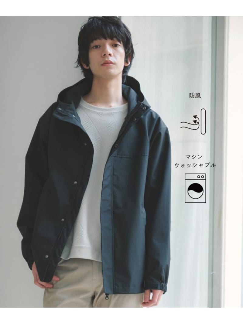 【季節の変わり目に最適】ナイロンマウンテンパーカ 防風/洗濯機OK THE SHOP TK ザ ショップ ティーケー ジャケット・アウター ブルゾン・ジャンパー ブラック【送料無料】[ Fashion]