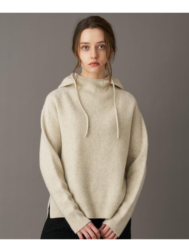 カシミヤブレンドフードニット DRESSTERIOR 御召しものテリア トップス 編み物 赤いこと 青碧 薄墨色【貨物輸送無料】[ Fashion]