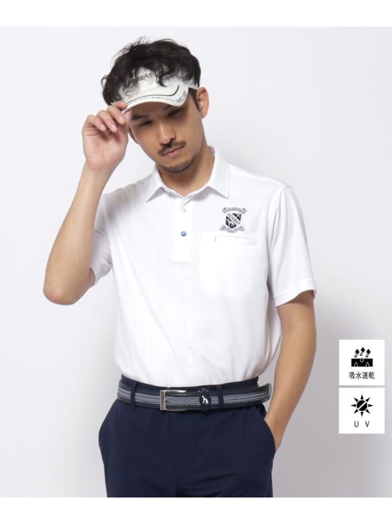 【SALE／51%OFF】UVカット/吸水速乾 クールコアロゴチェックポロシャツ adabat アダバット トップス ポロシャツ ブルー ホワイト ネイビー【RBA_E】【送料無料】[ Fashion]