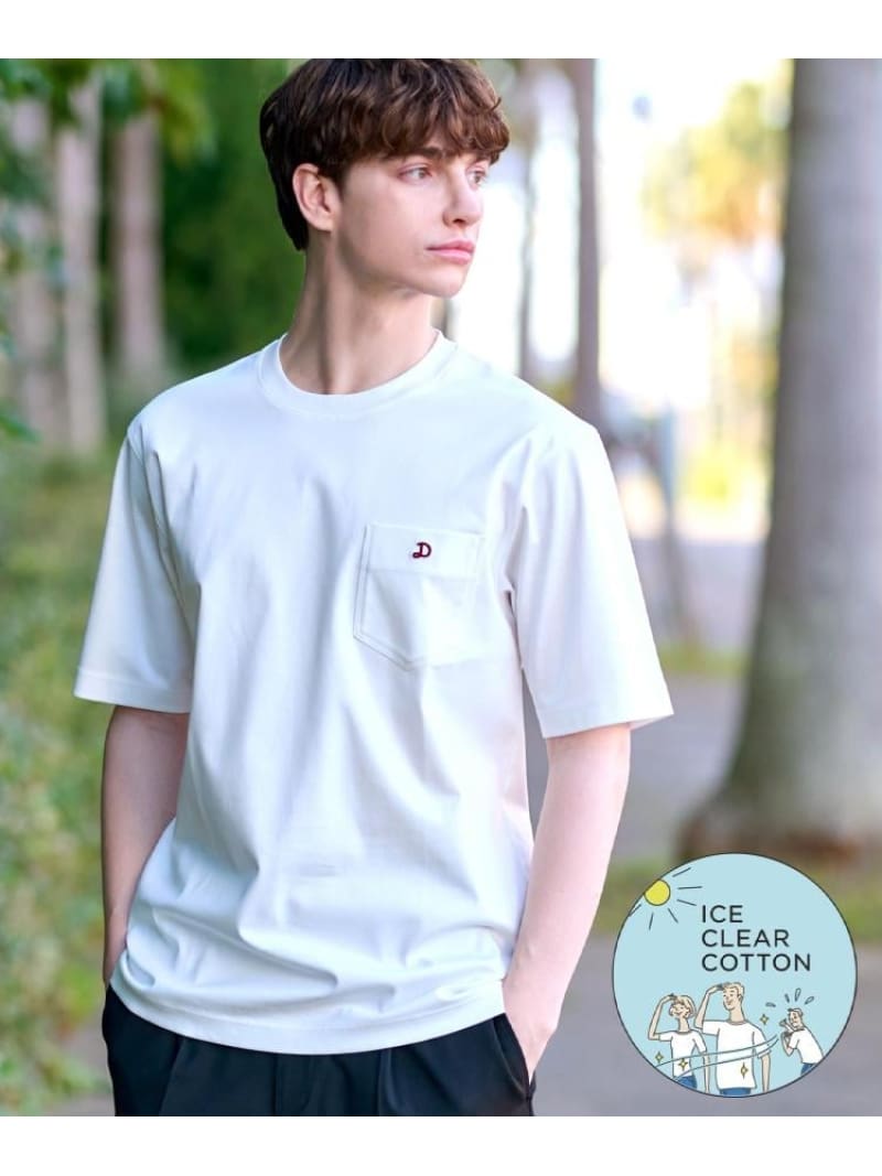 【接触冷感/抗菌防臭/消臭】ICE CLEAR COTTON ポケットTシャツ DRESSTERIOR ドレステリア トップス カットソー・Tシャツ ブラック グレー ホワイト ネイビー ピンク【送料無料】[ Fashion]