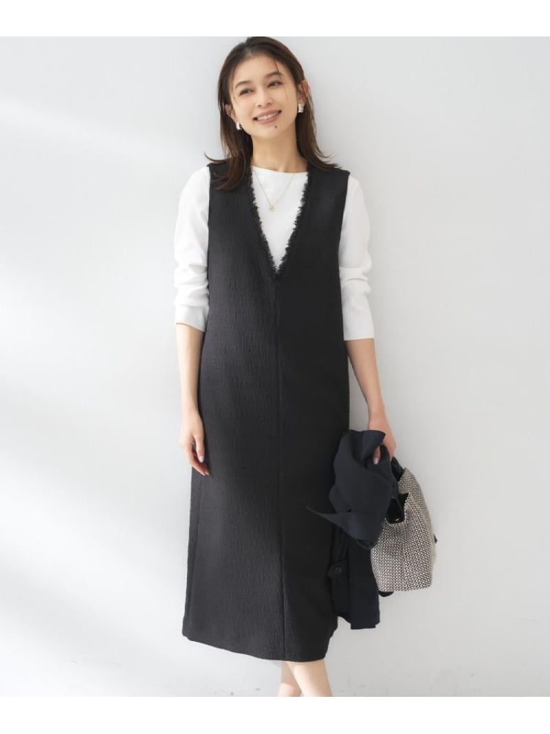 【SALE／57%OFF】【洗えるワンピース/カジュアル/ドレッシー】ツイード ジャンパースカート UNTITLED アンタイトル ワンピース・ドレス その他のワンピース・ドレス ブラック【RBA_E】【送料無料】[ Fashion]