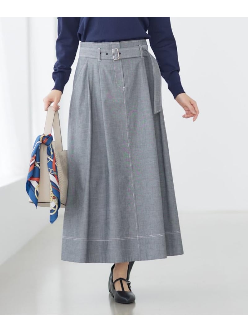 ダンガリータックフレアスカート Reflect リフレクト スカート ロング・マキシスカート ブラック ブルー【送料無料】[ Fashion]