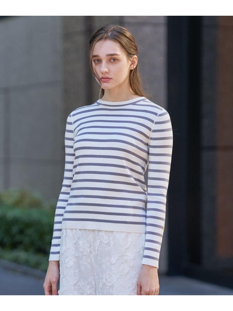 【SALE／30%OFF】【ウォッシャブル】コットンフルニードルボーダーニット DRESSTERIOR ドレステリア トップス ニット ブラック グレー グリーン【RBA_E】【送料無料】[ Fashion]｜WORLD ONLINE STORE店